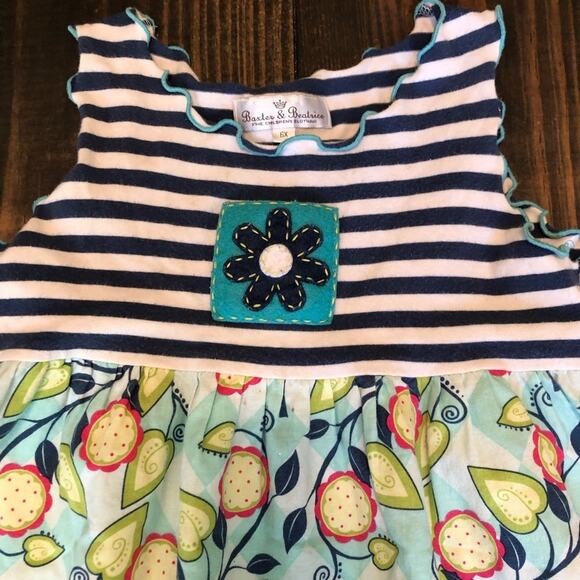 Baxter and Beatrice Dress Girls Size 6X Floral Striped Sleeveless Pretty Summer - Picture 2 of 7